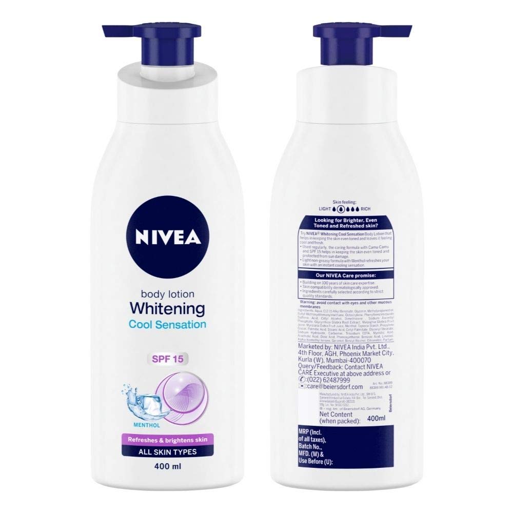 nivea whitening cool sensation body lotion 400ml