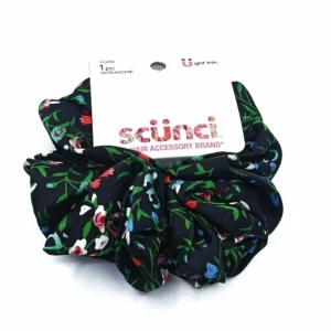 Scunci Hair Scrunchie - Floral Black