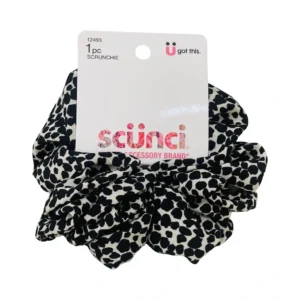 Hair Scrunchie Ruffle - Black Animal Print