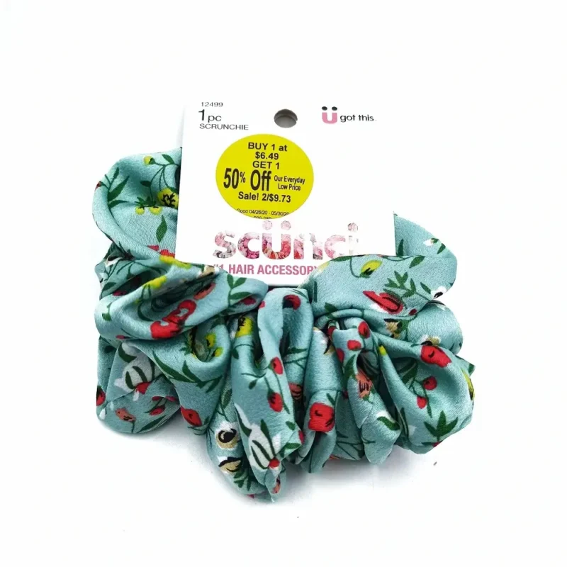 Scunci Hair Scrunchie - Floral green