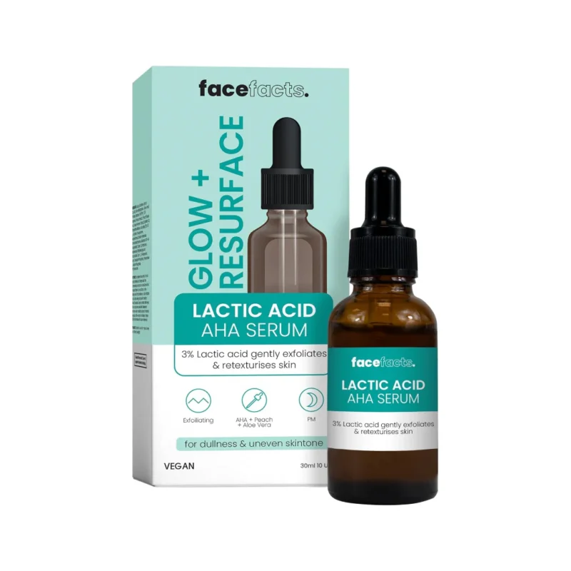 Facefacts Glow + Resurface Lactic Acid AHA Serum 30ml
